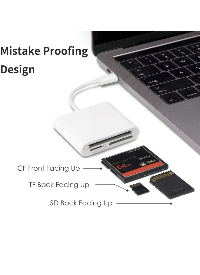 USB C CF/SD/TF Card Reader 3 in 1, Compact Flash Reader 3-Slot Memory Card Adapter for Type-C Device Supports Micro SD Memory Card Compatible with MacBook Pro/Air M1 iPad Pro Android Galaxy S20 S21U