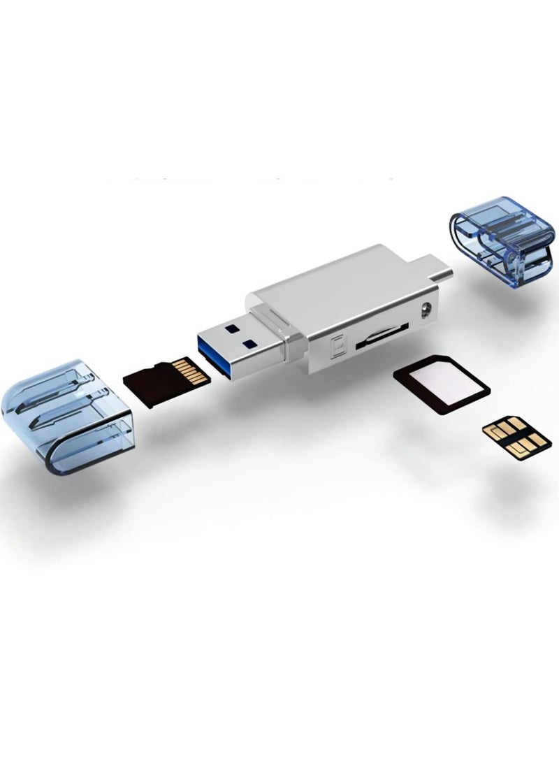 Multi-Format Card Reader: USB Type-C and USB 2.0 Compatible, Dual-Slot for NM Nano Memory & TF Micro SD Cards, Ideal for Phones & Laptops