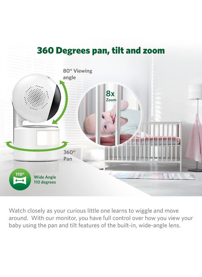 LeapFrog LF915HD Baby Monitor, 5” 720p Screen, 360° Pan & Tilt with 8X Zoom Camera, Color Night Vision, Night Light, Two-Way Intercom, Secure Transmission No WiFi