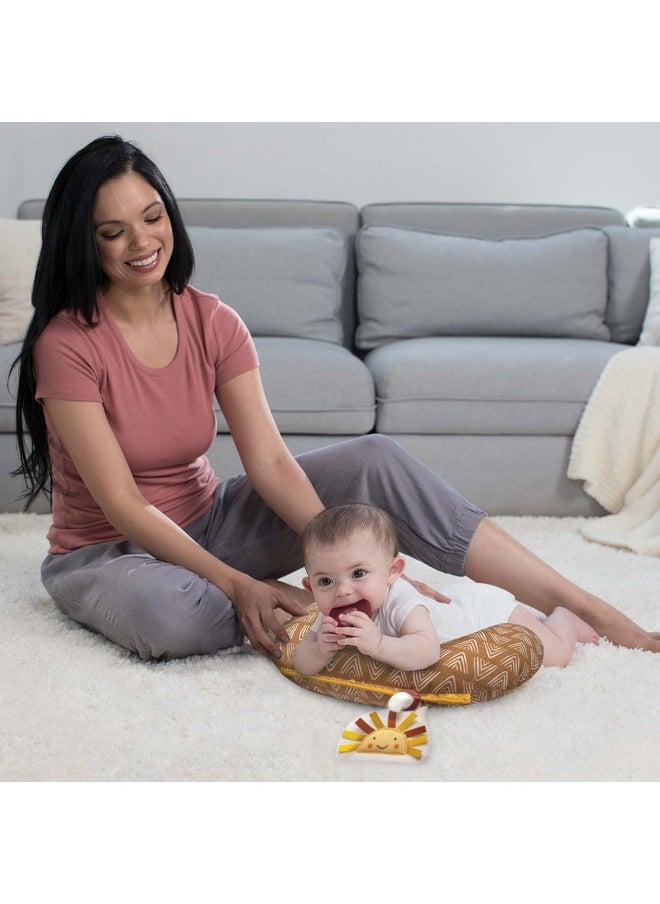 Boppy Tummy Time Prop, Golden Sun with Arrows with Two Removable Toys, A Smaller Size for Comfortable Tummy Time, Attached Toys Encourage Neck and Shoulder Strength Building