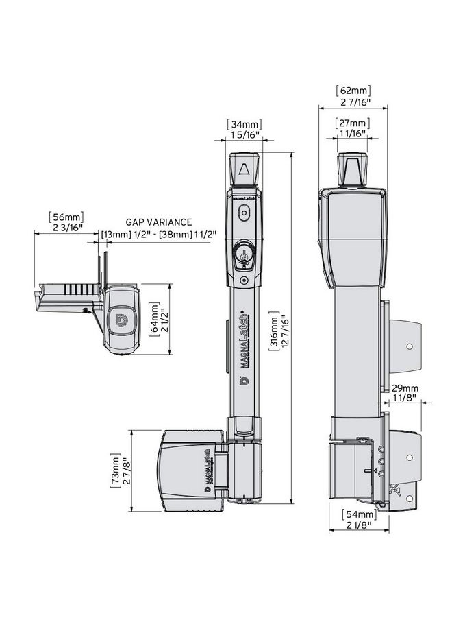 D&D Technologies ML3VPKA MagnaLatch Vertical Pull, Child & Pet Safety Magnetic Gate Latch and Gate Lock, for Any Square Gate