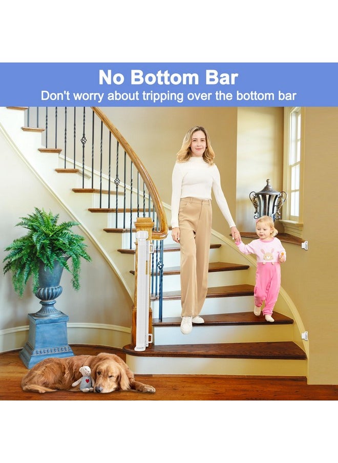 Reinforced Retractable Baby Gates for Stairs 55 Inch Reinforced Strip Baby Stair Gate Retractable Dog Gate for Stairs Retractable Gate for Stair Post, Banister to Banister, Banister to Wall, Doorway