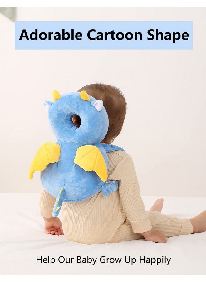 Toddler Baby Head Protection Cushion Backpack Wear,Blue Dinosaur