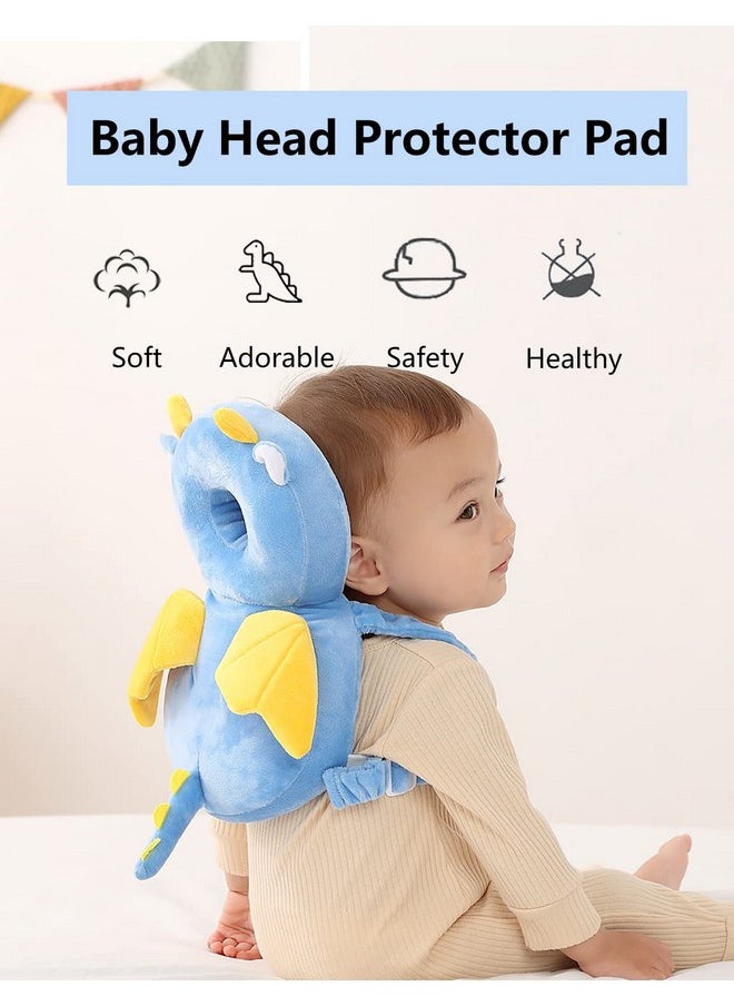 Toddler Baby Head Protection Cushion Backpack Wear,Blue Dinosaur