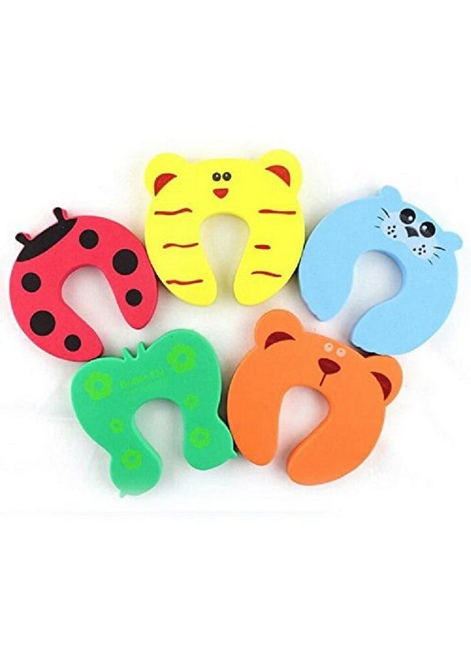 SYGA 10 Pcs Children Safety Door Pinch Guard,Door Slam Stopper Soft Foam Door Stopper,Prevents Finger Pinch Injuries and Child or Pet from Getting Locked in Room, Colorful Cartoon Animal Cushion - Random Bundled Finger Hand Safety, Curve Shaped Door Stop Guard