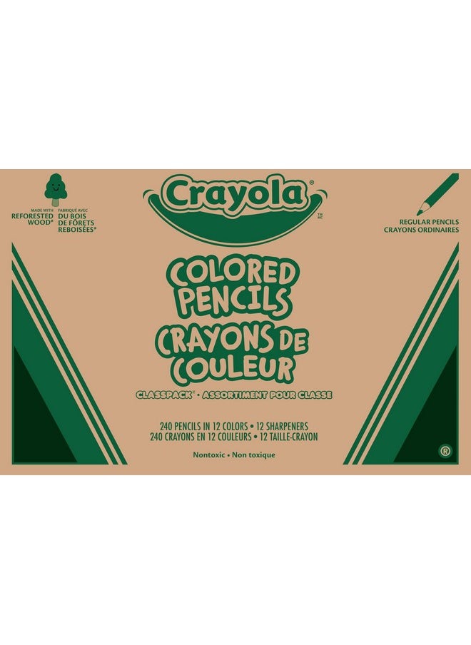 Crayola Colored Pencils Classpack (240ct), Must Have Classroom Supplies for Teachers, Bulk Colored Pencils for School, 12 Colors