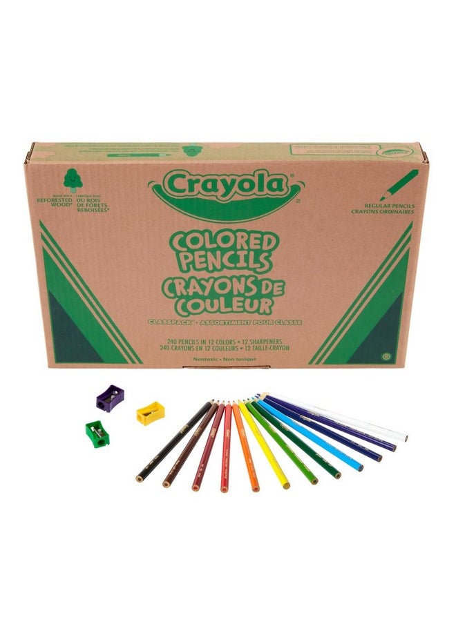 Crayola Colored Pencils Classpack (240ct), Must Have Classroom Supplies for Teachers, Bulk Colored Pencils for School, 12 Colors