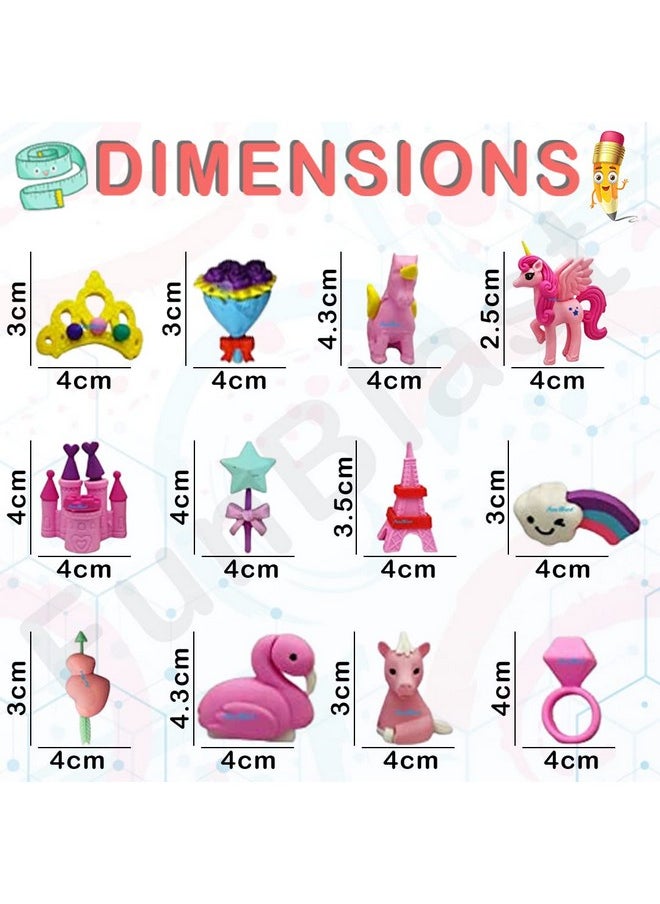 FunBlast Fairy Tale Palace Erasers for Kids - Stylish Erasers for Girls, School Stationary Kit for Kids, Birthday Return Gifts for Kids (Pack of 17 Pcs; Assorted Color)