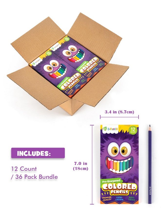 D-FantiX 432 Count Colored Pencils Bulk, 36 Packs Pre-Sharpened Color Pencils Set, Back to School Supplies Aesthetic Kit, Kindergarten Preschool Classroom Must Haves, School Supplies for Teachers