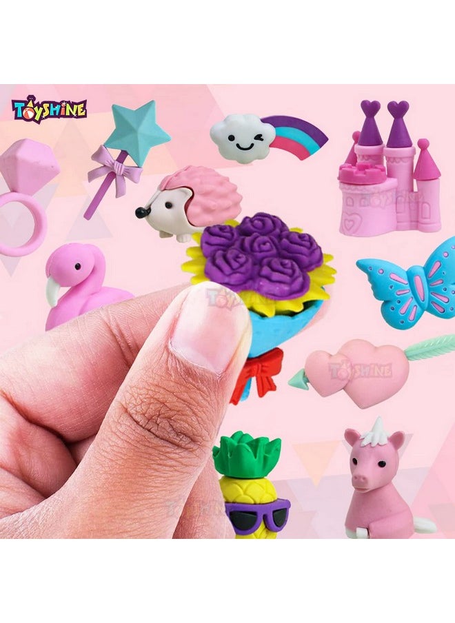 Toyshine Pack of 15 Pricess Castle Colorful Erasers for Children Party Favors, School Supplies