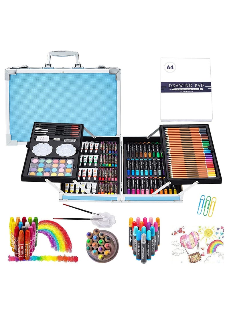 208 Pcs Deluxe Art Set, Professional Artists Drawing Set for Kids, Teens and Adults Including Oil Pastels, Colored Pencils, Watercolor Paints