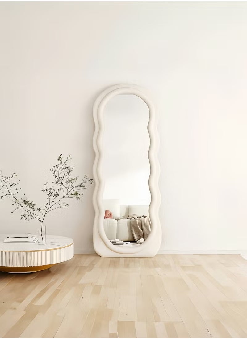 Otlsh Wavy Floor Mirror, 63 x 24 inches, Full Length, Flannel Frame, Modern Style, Freestanding or Wall Mounted, Home Decor, 1 Piece, 25.5 pounds