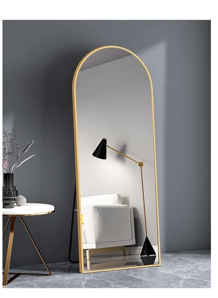 Full Length Mirror 60x160cm – Large Smooth Arched Top Mirror with Gold Frame, HD Mirror, Floor Mirror for Bedroom, Living Room, or Wall-Mounted Use, Stylish Full Body Mirror, Decorative Wall Mirror, Modern Home Décor, Versatile Mounting Options (Standing, Leaning, Wall-Mounted), Elegant Floor Mirror, Functional Bedroom, Dressing Room, and Living Room Mirror