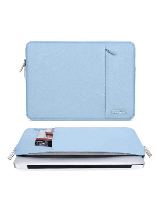 MOSISO Laptop Sleeve Bag Compatible with MacBook Air/Pro, 13-13.3 inch Notebook, Compatible with MacBook Pro 14 inch M4 M3 M2 M1 Chip Pro Max, Polyester Vertical Case with Pocket, Air Blue