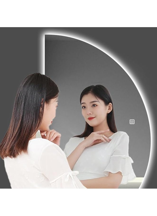 Semicircle Backlit LED Vanity Mirror 150x105cm – Bathroom Mirror with Touch Switch, 3 Dimmable Colors, HD Half Moon Irregular Wall Mount