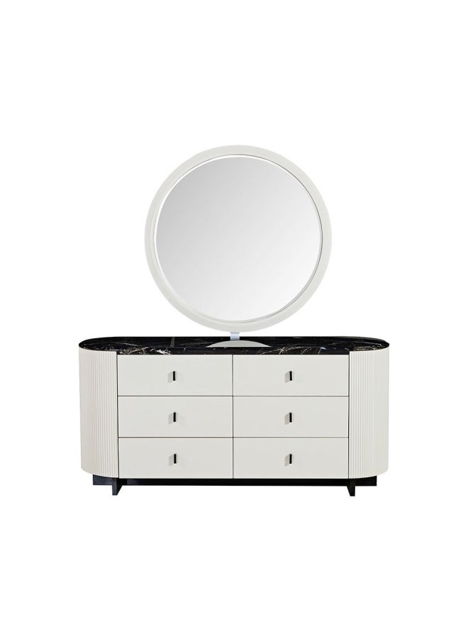 Krisalis Dresser With Mirror And Stool - Beige/Black