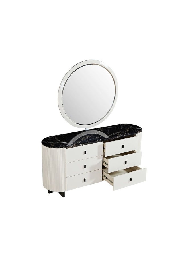 Krisalis Dresser With Mirror And Stool - Beige/Black