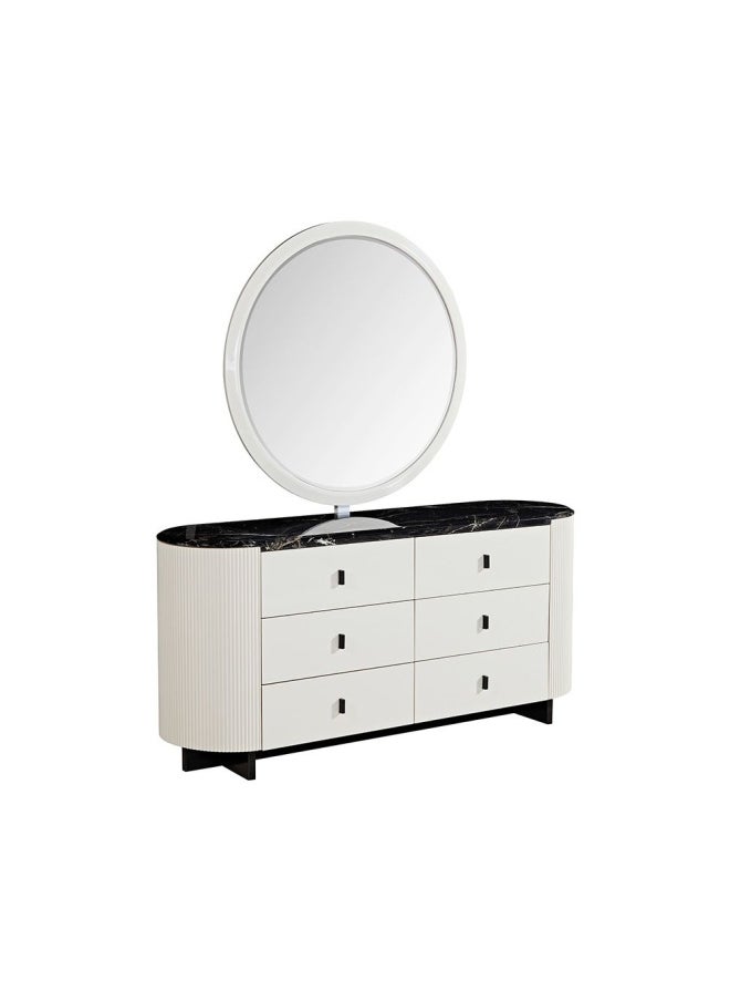 Krisalis Dresser With Mirror And Stool - Beige/Black