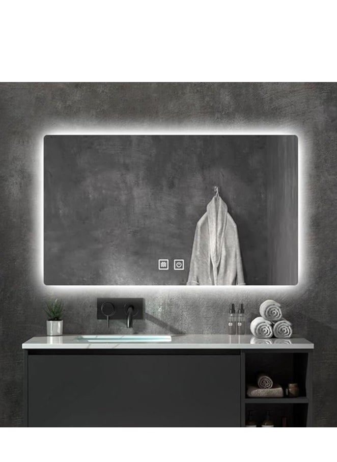 LED Bathroom Mirror with Anti-Fog 100x60cm – Backlit and Front Lights, 3 Colors Dimmable Vanity Mirror, Memory, Waterproof, Horizontal/Vertical Mount