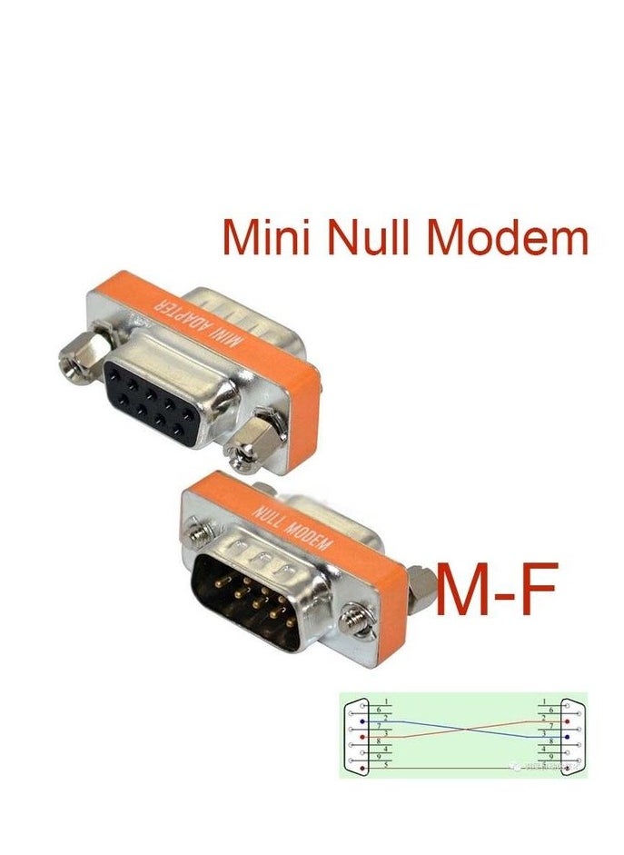 DB9 Mini Null Modem plug Adapter Gender Changer Cross Data Transfer Serial Port Adapter Male to Female