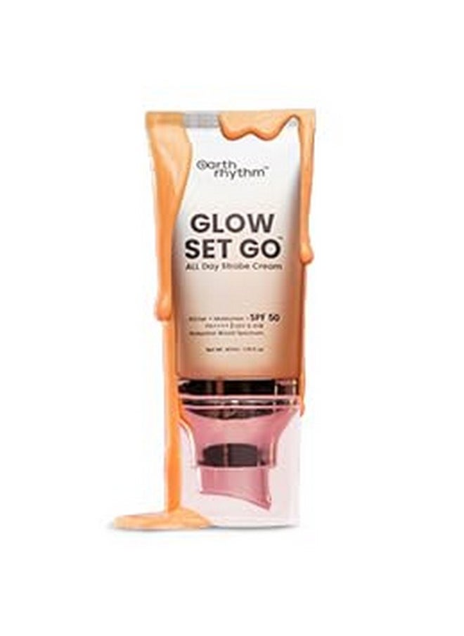 Earth Rhythm Glow Set Go Multipurpose Strobe Cream Spf 50 PA++++ | Primer, Highlighter, Moisturizer | Cocoa Butter, Vitamin E - Golden Glow - 40ml