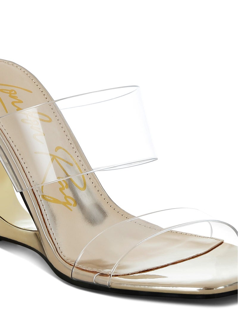 Fantasy Wedge Heel Clear Sandals in Gold