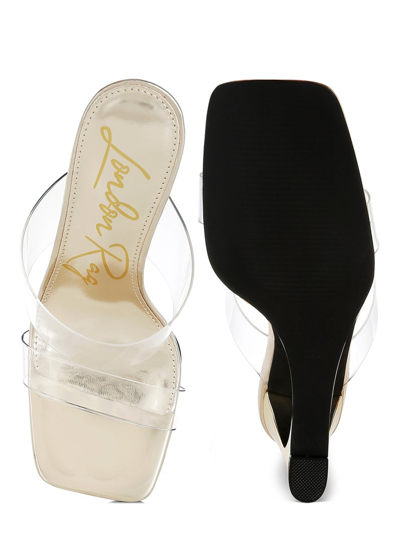 Fantasy Wedge Heel Clear Sandals in Gold