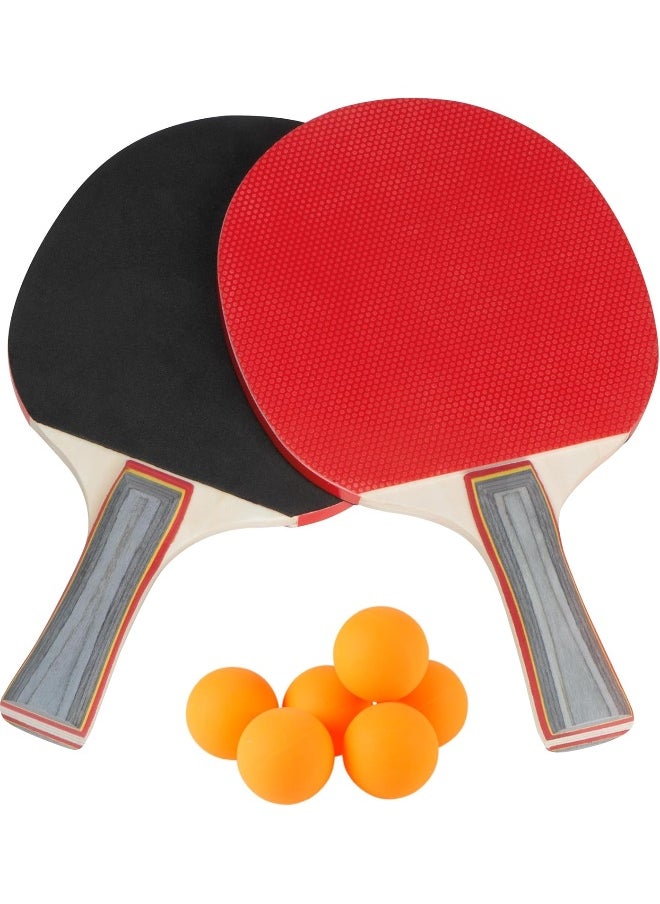 Ping Pong High Performance Level Table Tennis Racket Set - Table Tennis Racket with 6 Balls for Indoor and Outdoor Play