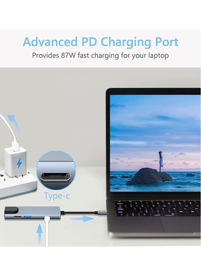 USB C Hub Type C Multiport Adapter 6 in 1 With Ethernet Port 3.0 Data Port Compatible With MacBook Pro Chromebook XPS USB C Devices