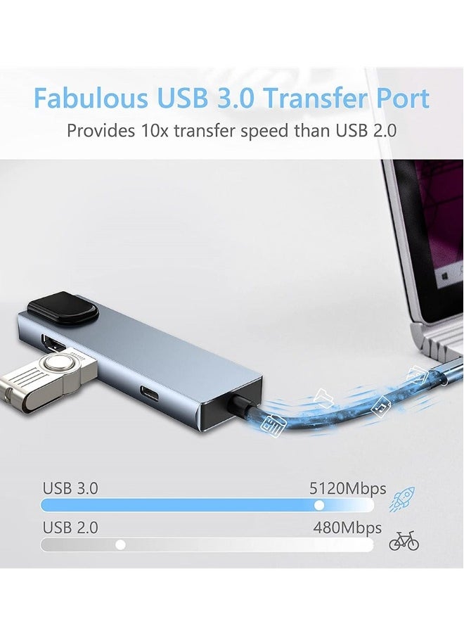 USB C Hub Type C Multiport Adapter 6 in 1 With Ethernet Port 3.0 Data Port Compatible With MacBook Pro Chromebook XPS USB C Devices