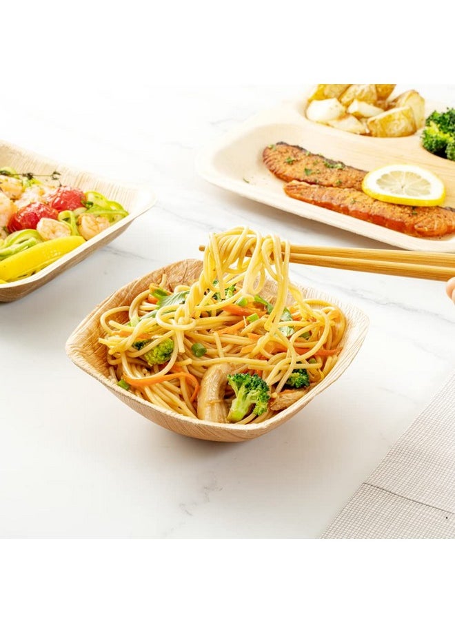Restaurantware Midori 7 Ounce Small Square Palm Bowls 100 Microwavable Palm Leaf Soup Bowls- Freezable Sustainable Areca Palm Leaf Deep Bowls Oven-Ready For Hot & Cold Foods