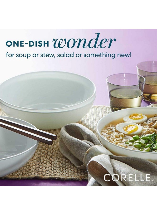 Corelle 4-Pc Meal Bowls Set, Service for 4, Durable and Eco-Friendly 9-1/4-Inch Glass Bowls, Compact Stack Bowl Set, Microwave and Dishwasher Safe, White, 46 Ounces