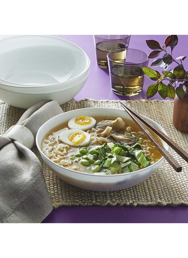 Corelle 4-Pc Meal Bowls Set, Service for 4, Durable and Eco-Friendly 9-1/4-Inch Glass Bowls, Compact Stack Bowl Set, Microwave and Dishwasher Safe, White, 46 Ounces