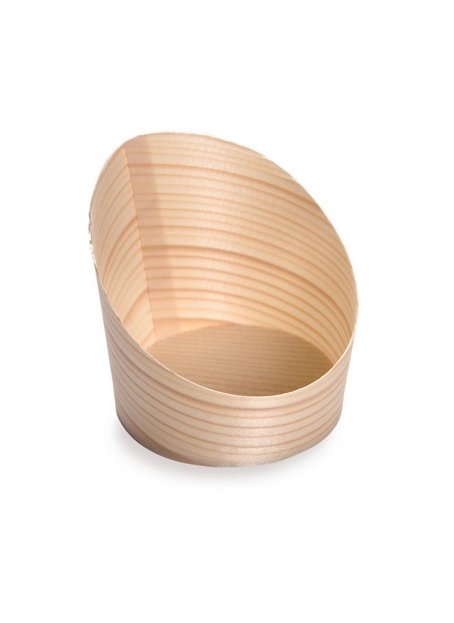 Restaurantware 4 Ounce Small Dessert Cups 100 Slanted Dessert Tasting Cups - Disposable Serves Hors d'oeuvres Samples Or Snacks Pinewood Appetizer Containers For Weddings Parties And Events