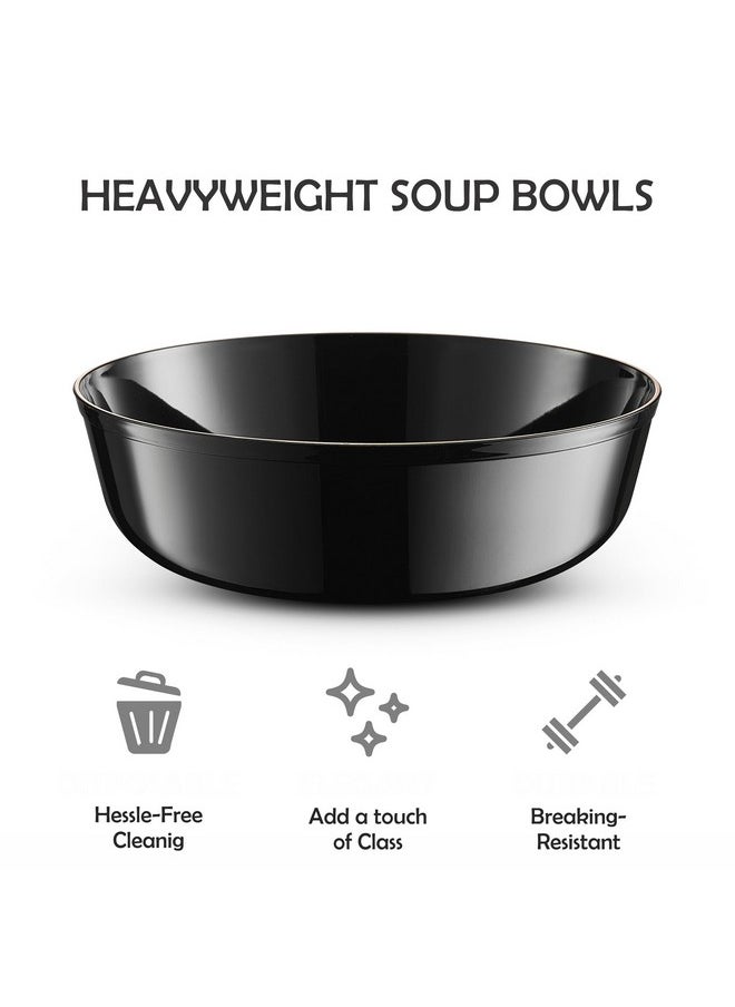 BloominGoods Disposable Plastic Soup Bowls, 50-Pack 16 Oz. Heavyweight Black Bowls For Party, Wedding Or Event