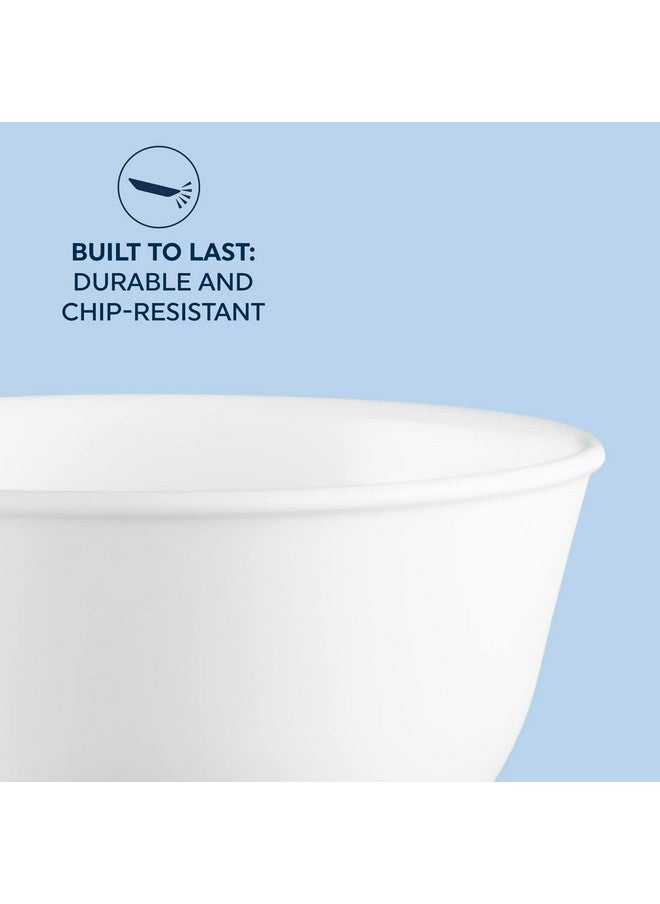 Corelle Vitrelle 28-oz Soup/Cereal Bowls Set of 6, Chip & Crack Resistant Dinnerware Bowls for Soup, Ramen, Cereal and More, Triple Layer Glass, Winter Frost White
