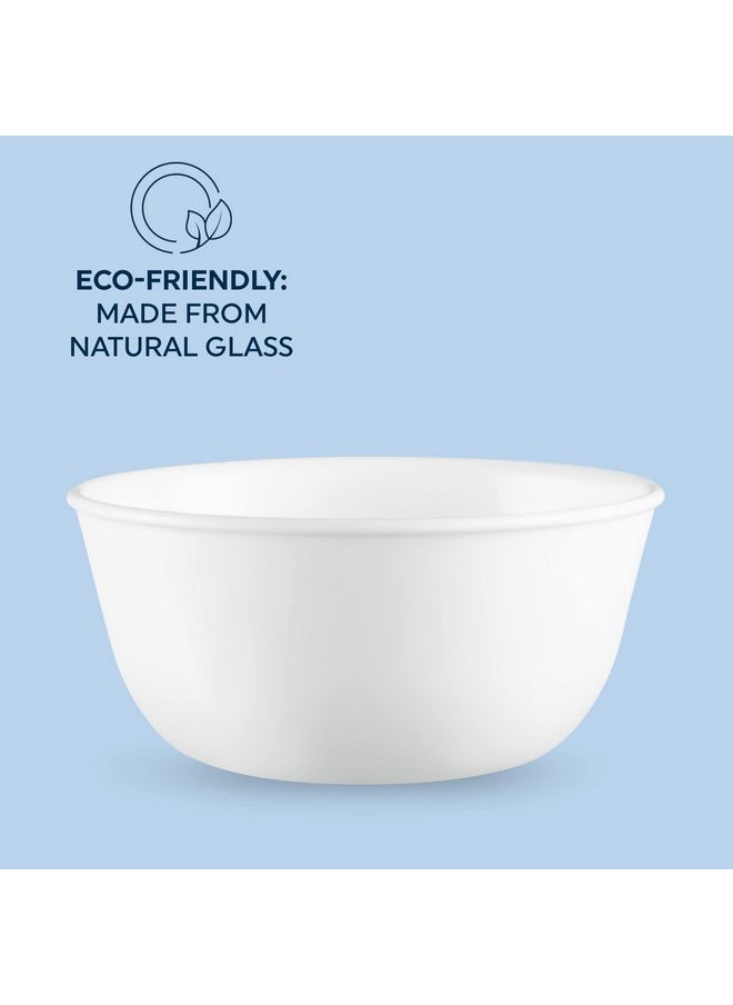 Corelle Vitrelle 28-oz Soup/Cereal Bowls Set of 6, Chip & Crack Resistant Dinnerware Bowls for Soup, Ramen, Cereal and More, Triple Layer Glass, Winter Frost White
