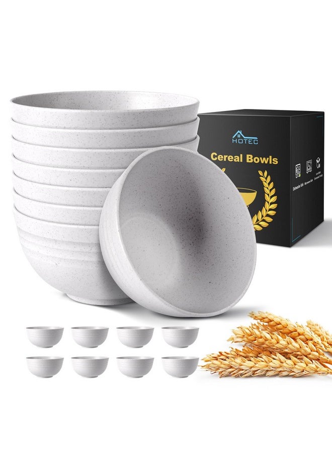 HOTEC Unbreakable Wheat Straw Cereal Bowls - Microwave & Dishwasher Safe Soup and Salad Bowls BPA Free, Set of 8, 26oz, White