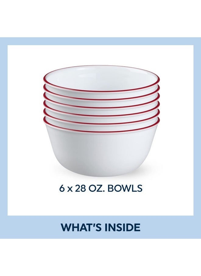Corelle,Glass 28oz Red Band Bowl 6pk