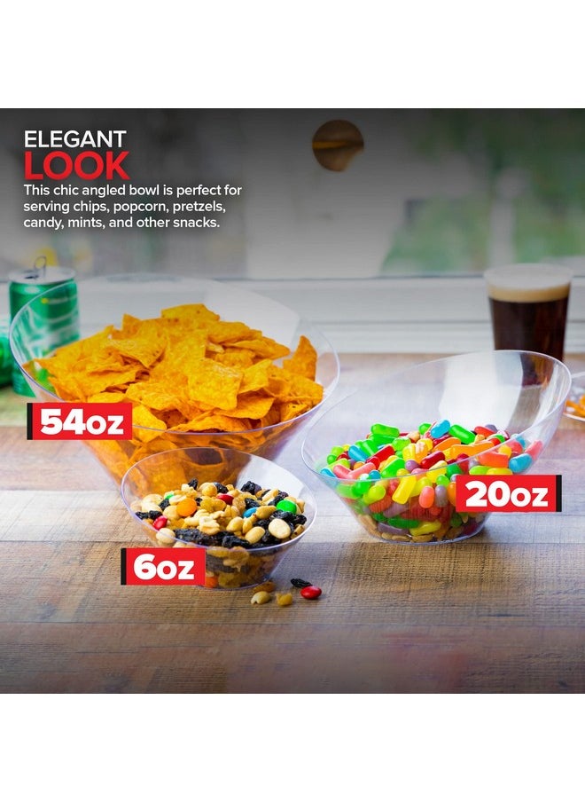 20oz Clear Plastic Serving Bowls (4 Pack) Medium Disposable Candy Dishes, Buffet Containers, Chips, Popcorn, Snacks, Mints, Salad Bar, Snack Bowl, Parties, Office Desk, Bridal Shower, Party Supplies