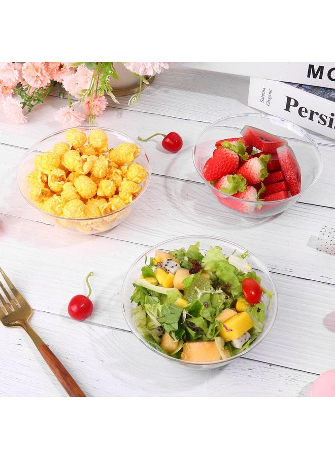 mwellewm 12 oz Clear Plastic Bowls 100 Pack Disposable Ice Cream Dessert Serving Salad Hard Small Bowls for Party Catering Fruits Parfaits Snacks