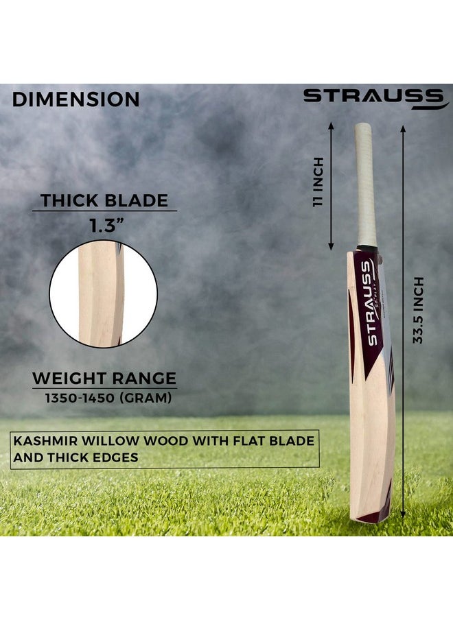 Strauss Cricket Bat | Edition: 5000 | Kashmir Willow | Size: SH | Tennis & Synthetic Ball Cricket Bat | Tennis Cricket Bat