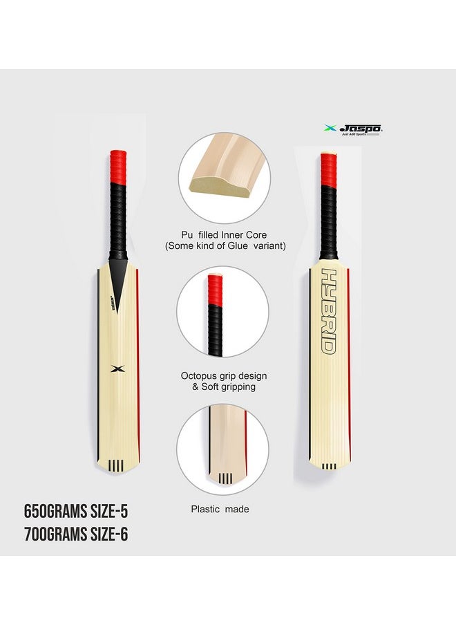 Jaspo Hybrid Plastic Cricket Bat (PU Filled Inside) Composite Hard Plastic Bat Suitable for Soft Cricket Ball Recommended for Kids/Junior/Senior/Boys/Girls - Made in India (Size-5 (BAT ONLY))