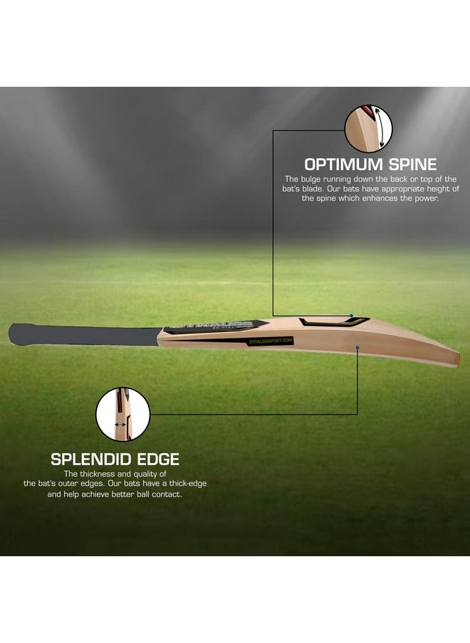 Strauss Underarm Cricket Bat | Kashmir Willow | Cricket Bat with Grip for Gully Cricket & Tournament Match | Standard Tennis Ball Bat for Cricket | Size: Short Handle (1150-1250 Grams)