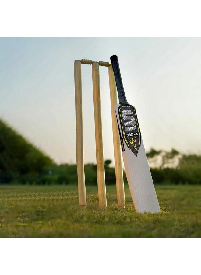 Strauss Underarm Cricket Bat | Kashmir Willow | Cricket Bat with Grip for Gully Cricket & Tournament Match | Standard Tennis Ball Bat for Cricket | Size: Short Handle (1150-1250 Grams)
