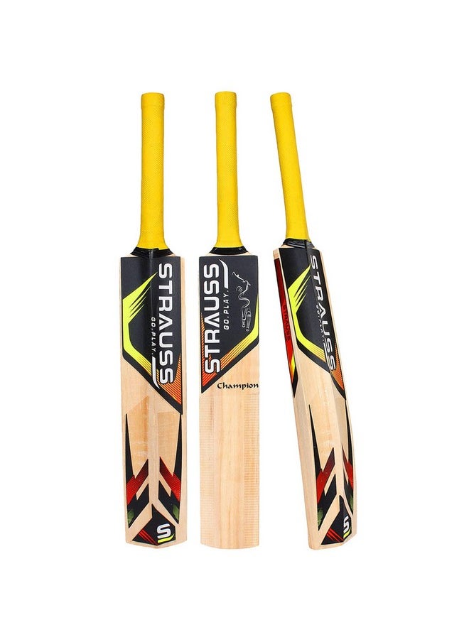 Strauss Cricket Bat | Edition: Champion | Kashmir Willow | Size: 5 | Tennis & Synthetic Ball Cricket Bat | Tennis Cricket Bat