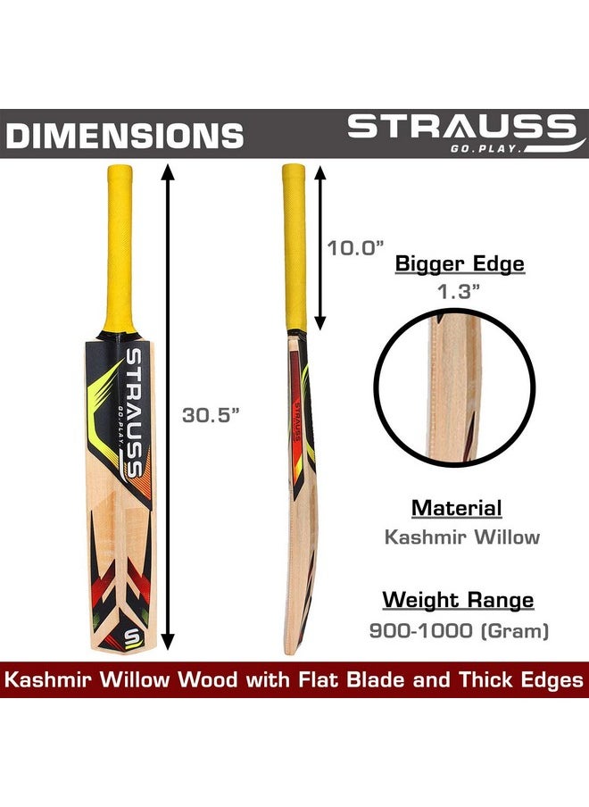 Strauss Cricket Bat | Edition: Champion | Kashmir Willow | Size: 5 | Tennis & Synthetic Ball Cricket Bat | Tennis Cricket Bat