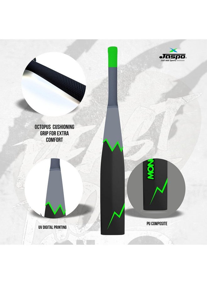 Jaspo Be Wild Heavy Duty Plastic Cricket Bat Full Plastic bat Hard Plastic Bat Cricket bat Full Size for All Age Groups - Kids Boys Girls Adults(Black Green)