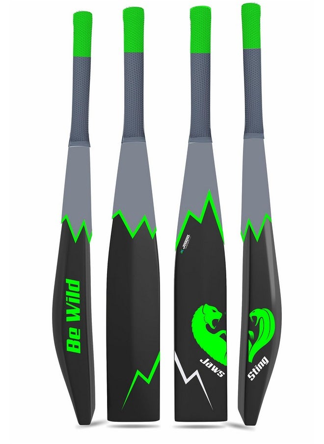 Jaspo Be Wild Heavy Duty Plastic Cricket Bat Full Plastic bat Hard Plastic Bat Cricket bat Full Size for All Age Groups - Kids Boys Girls Adults(Black Green)