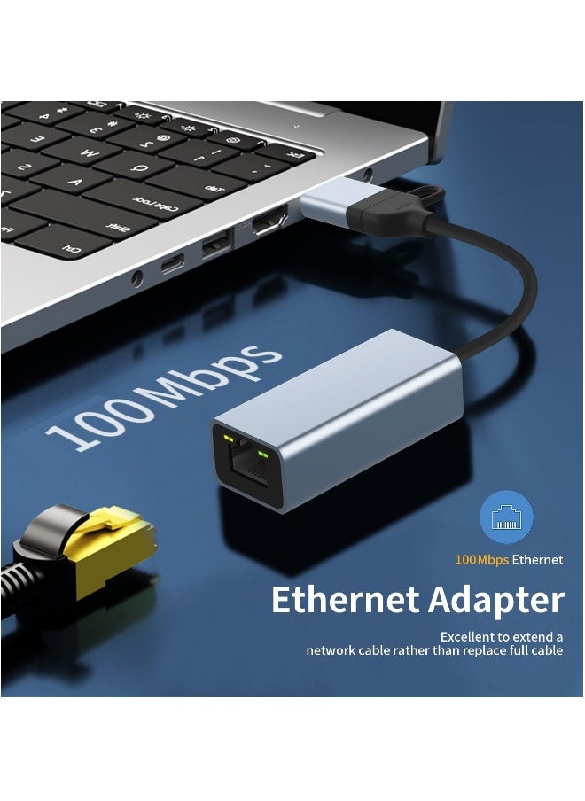 USB to Ethernet Adapter, USB 3.0/USB C to RJ45 Ethernet Adapter, 100Mbps LAN Adapter, Type C Thunderbolt 3 LAN Network Adapter for Tablet/Mobile/PC/MacBook/Windows/Surface Pro, etc